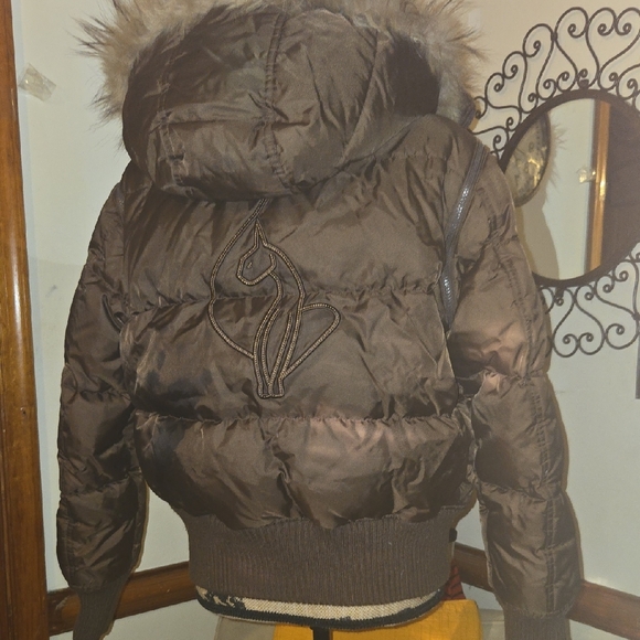 Baby Phat Chocolate Puffer Jacket with Fur Hood - Picture 11 of 14